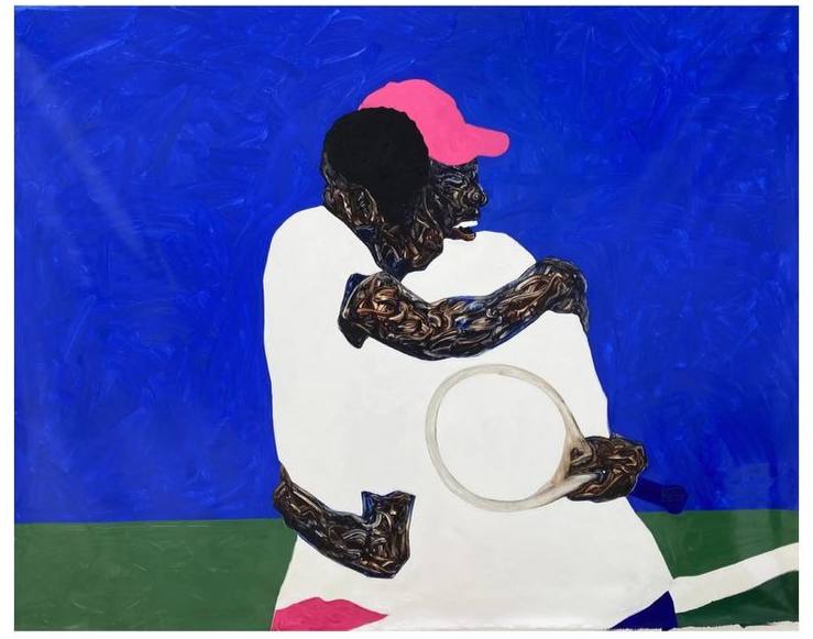 Amoako Boafo. Winner's Hug, 2022. Художник из Ганы (работает в Австрии), родившийся в 1984 году.